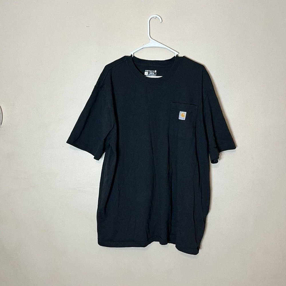 ✅ Carhartt Pocket T-Shirt Men Large Short Sleeve Loose Fit Logo Crew Neck Black